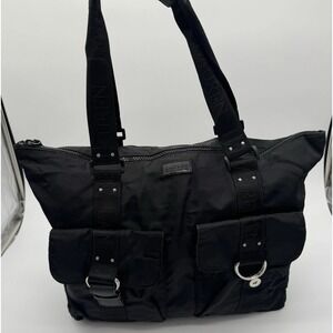 Lauren Ralph Lauren Black Nylon Satchel Shoulder Bag 16x15x7 VTG 90s Read